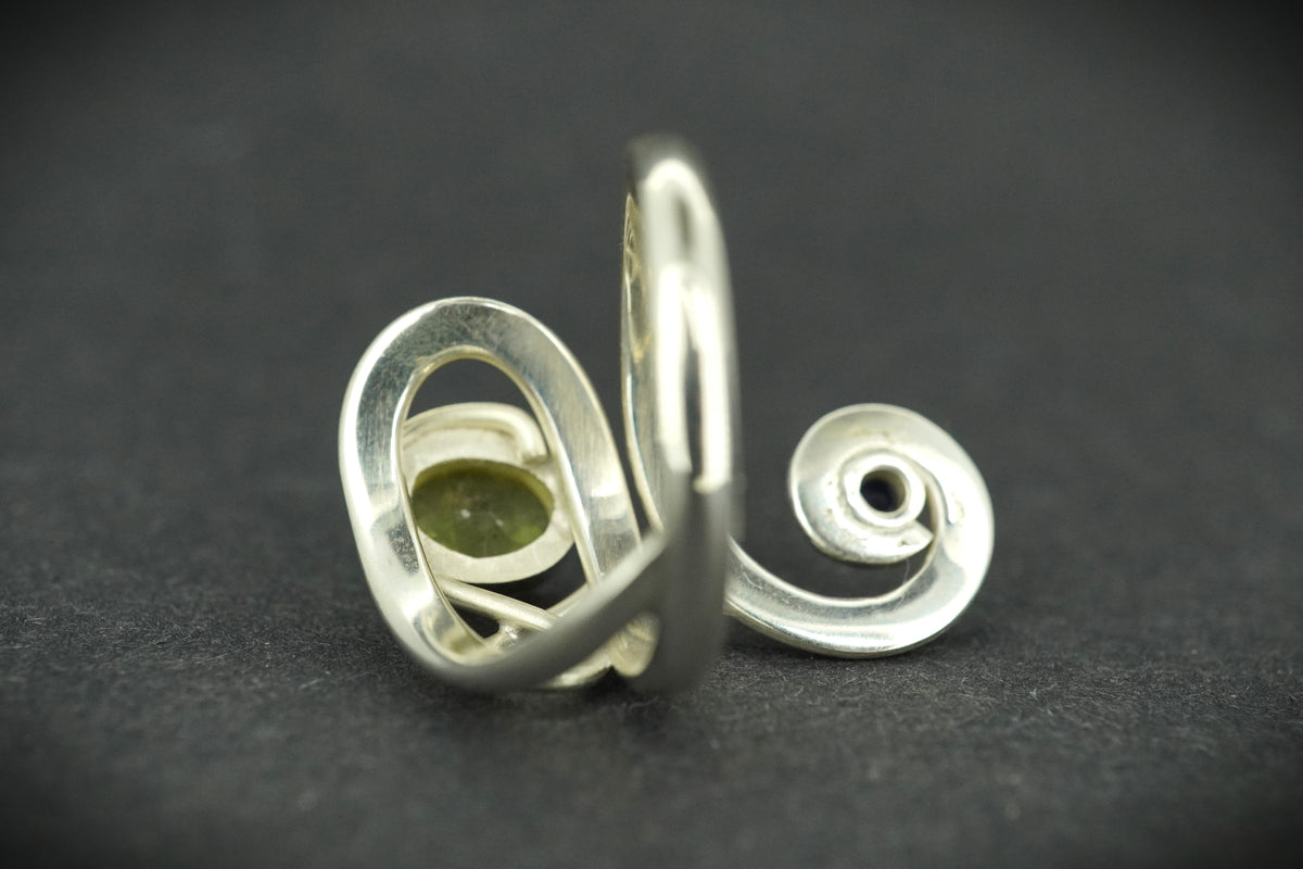 Peridot with Blue Sapphire Sterling Silver Wrap Ring