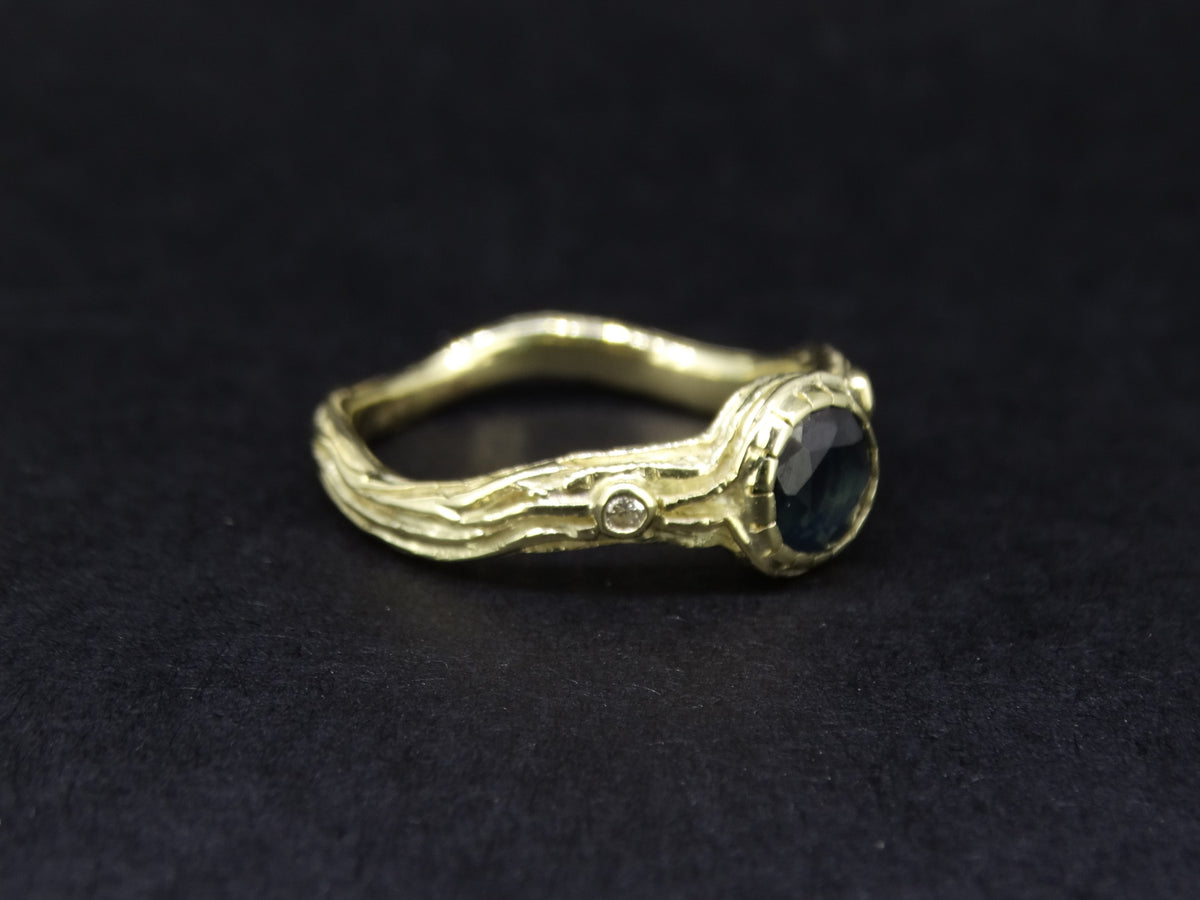 Rare Scottish Sapphire and Diamond Ring with Scottish Gold Band