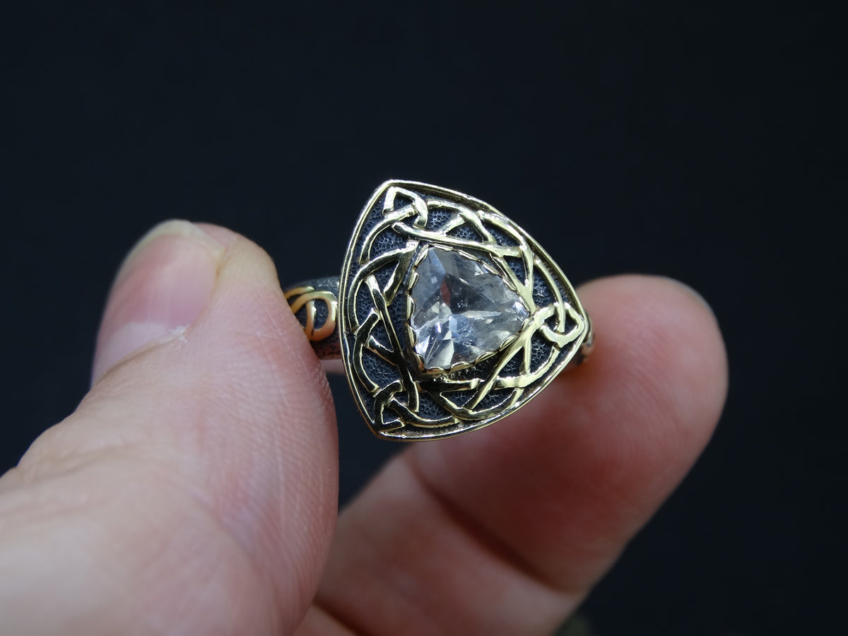 Perthshire Smoky Quartz and Elie Ruby Scottish Gold Ring
