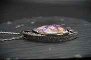 Yowah Nut Opal with Sapphire & Tanzanite Sterling Silver Pendant