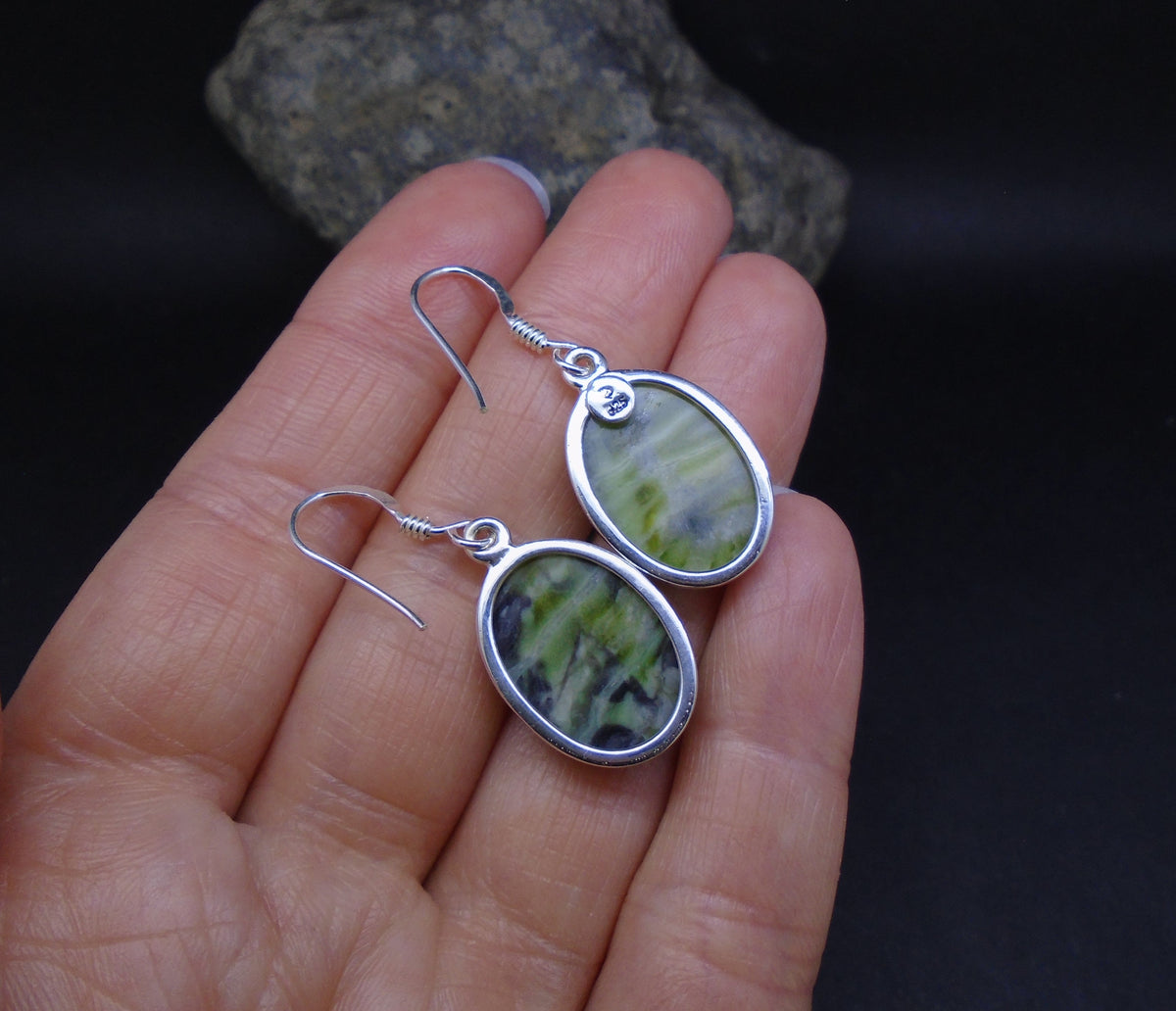 Skye Marble Sterling Silver Oval Earrings