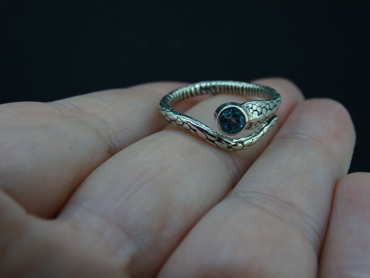 Blue Topaz Sterling Silver Serpent Ring