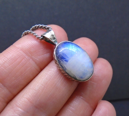 Blue Moonstone Sterling Silver Pendant
