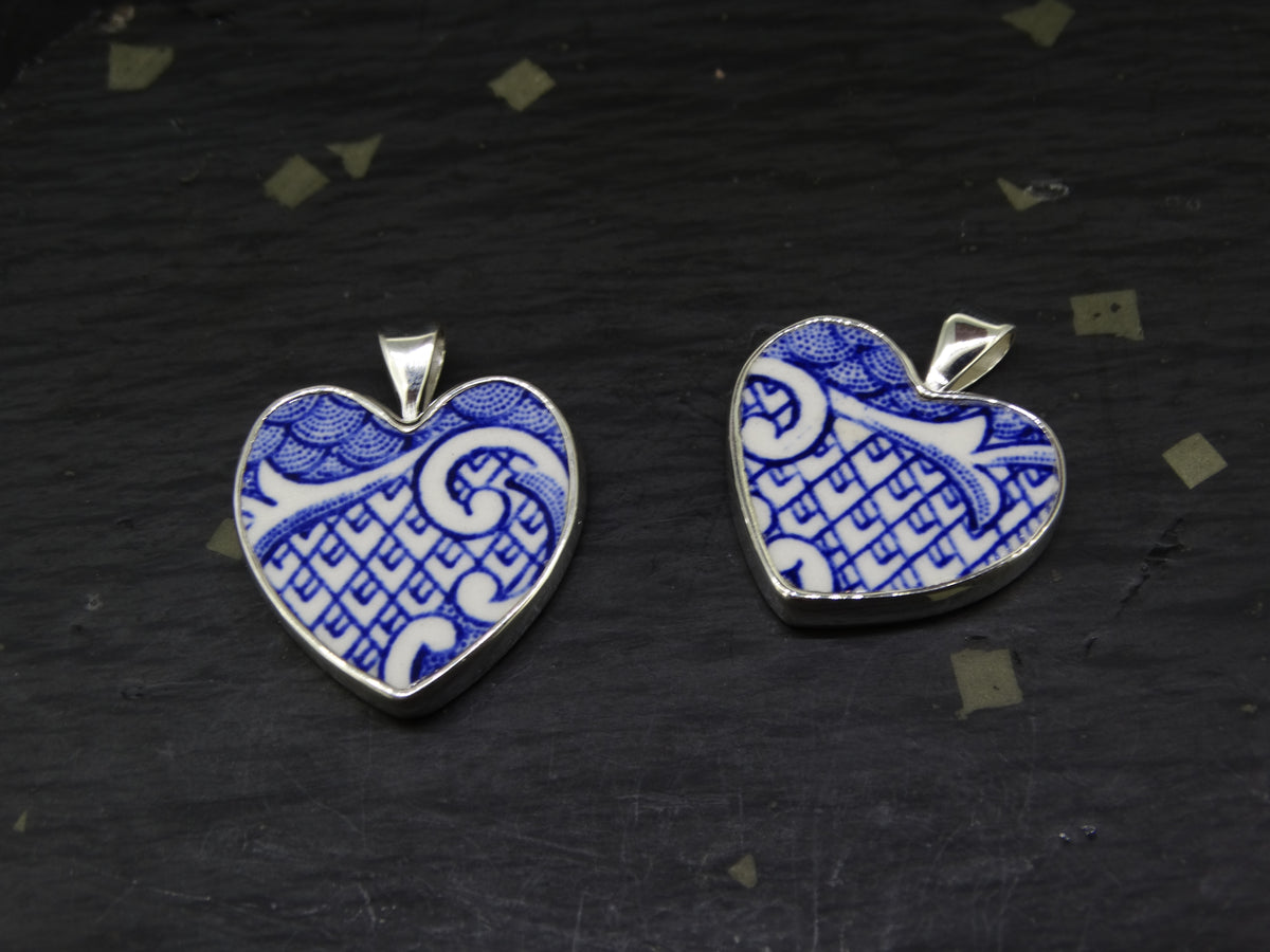 Old Willow 'Wave' Sterling Silver Heart Pendant