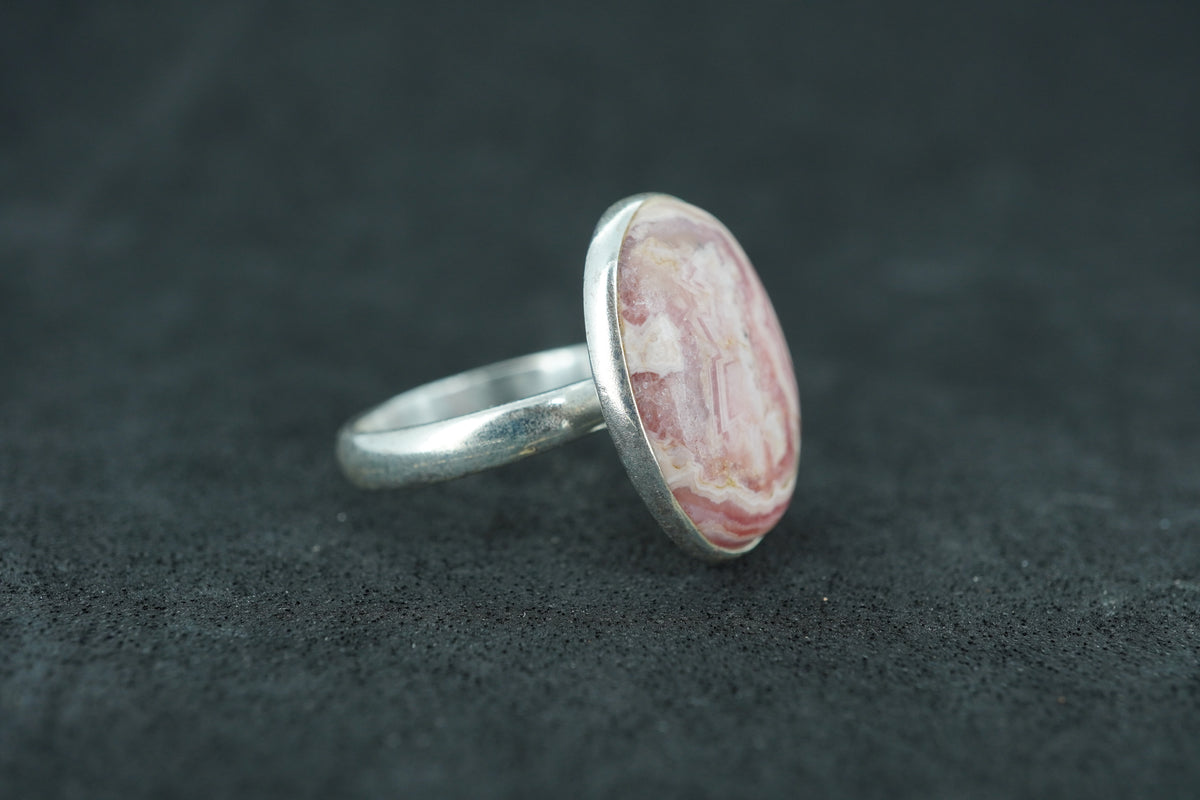 Rhodochrosite Sterling Silver Oval Ring