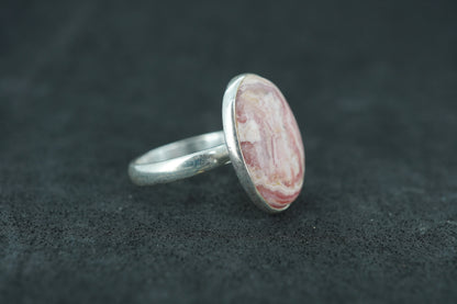 Rhodochrosite Sterling Silver Oval Ring