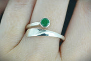 Circle Emerald Sterling Silver Wrap Ring