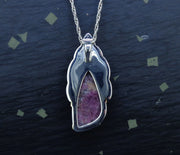 'Ròs tearc' Scottish Pink Tourmaline on a Scottish Gold & Silver Pendant