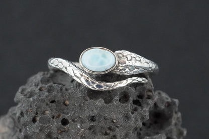 Larimar Sterling Silver Serpent Ring