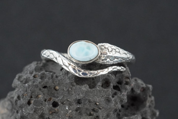Larimar Sterling Silver Serpent Ring