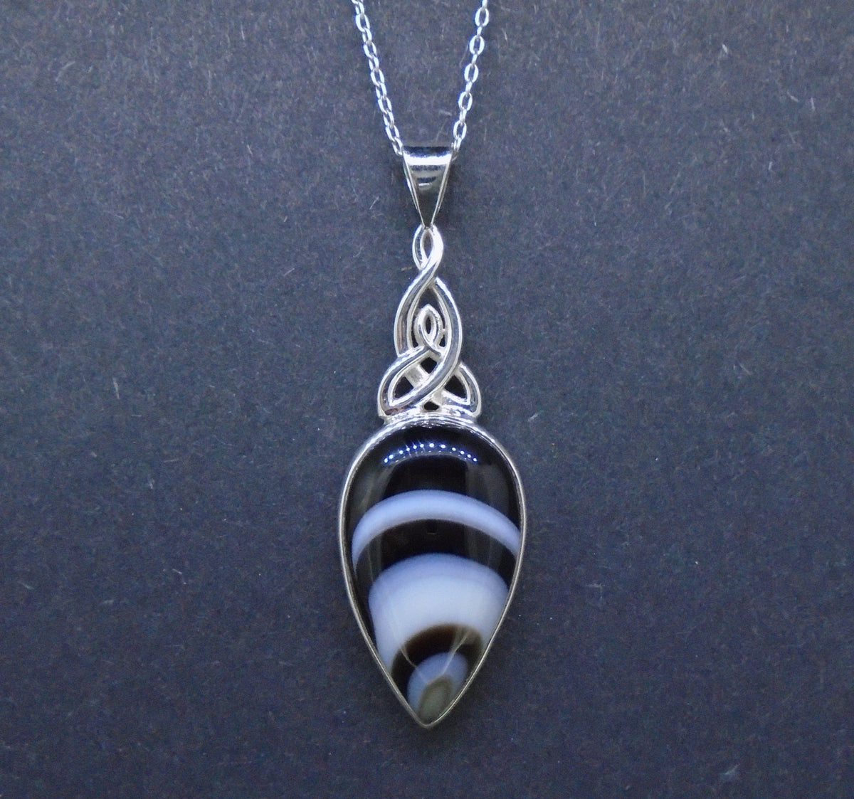 Onyx Sterling Silver Celtic Pendant
