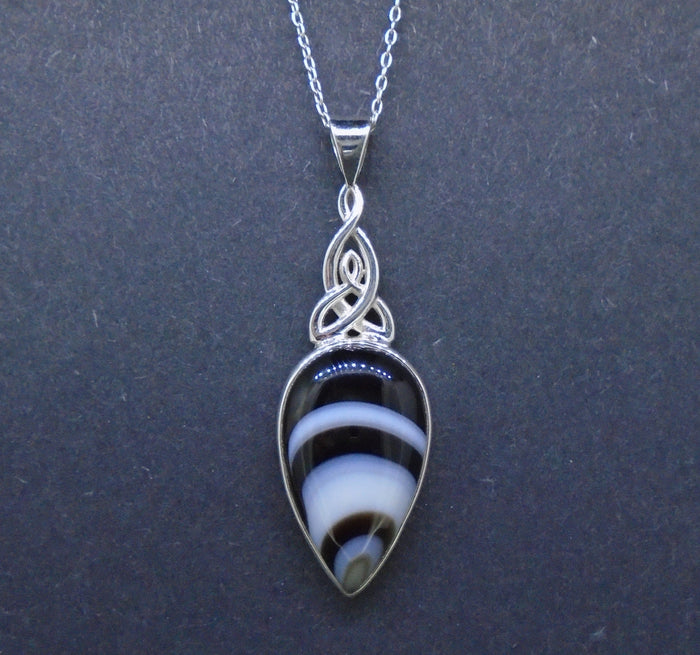 Onyx Sterling Silver Celtic Pendant
