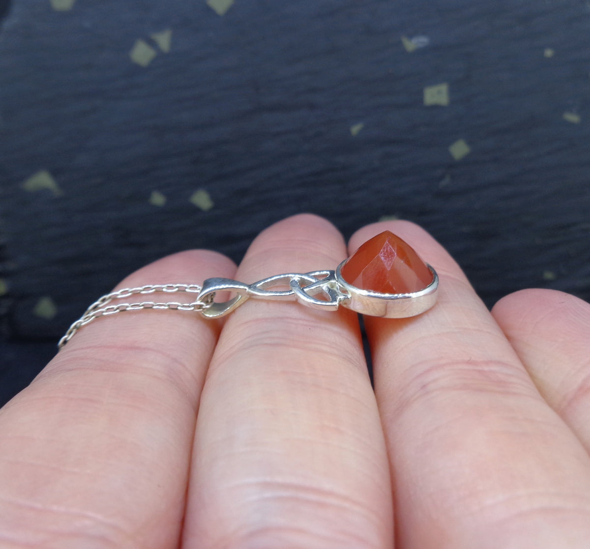Carnelian Sterling Silver Celtic Pendant