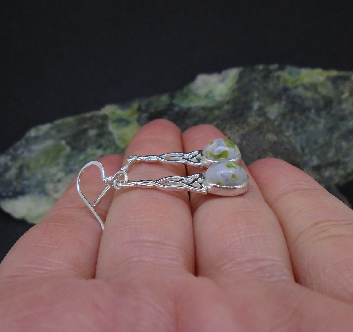 Iona Marble Celtic Knot Sterling Silver Earrings