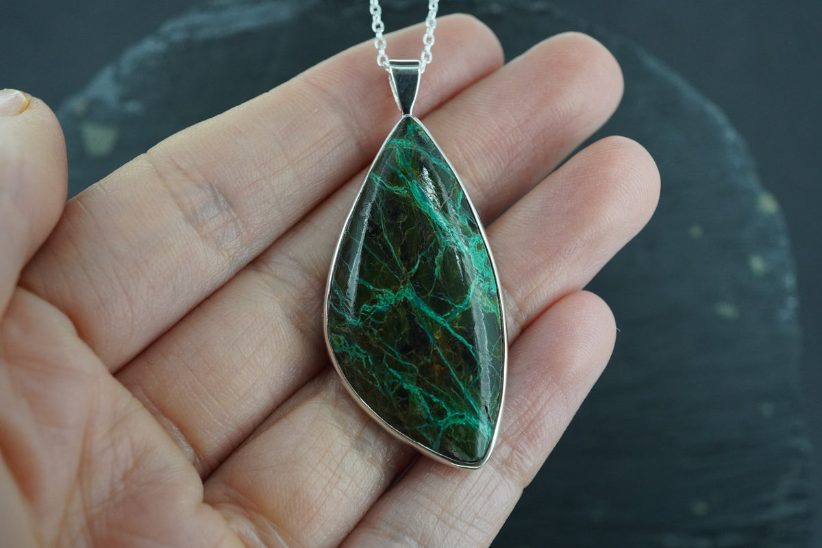 Cornwall Chrysocolla & Cuprite Sterling Silver Pendant