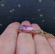 Rare Tugtupite Gemstone 18ct Gold & Sterling Silver Pendant