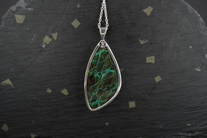 Cornwall Chrysocolla & Cuprite Sterling Silver Pendant