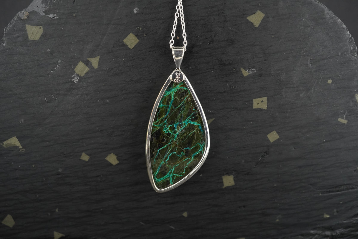 Cornwall Chrysocolla & Cuprite Sterling Silver Pendant