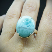 Larimar Adjustable Sterling Silver Ring