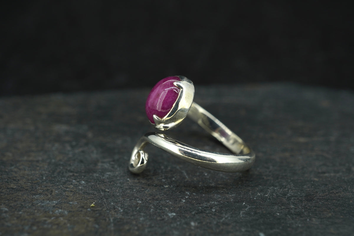 Pink Ruby Sterling Silver Celtic Ring