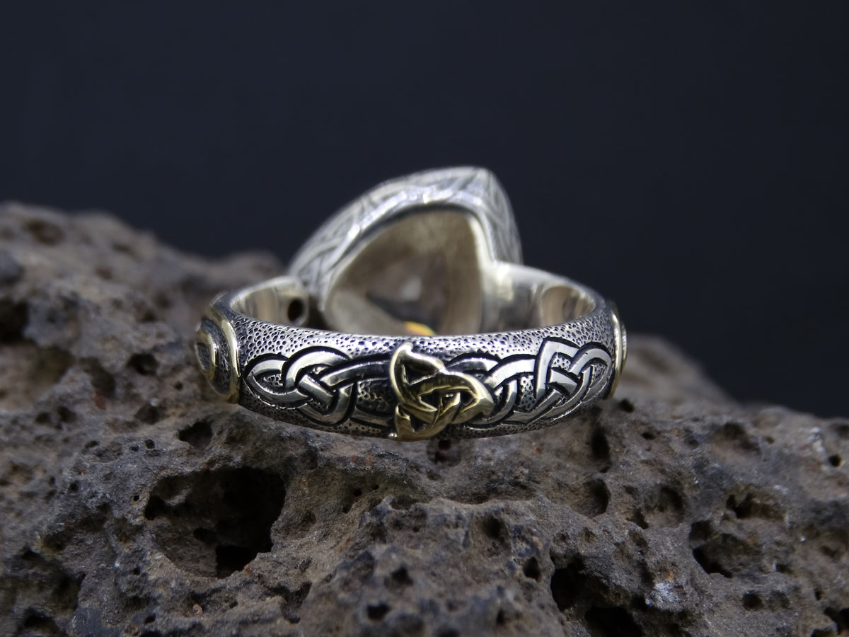 Perthshire Smoky Quartz and Elie Ruby Scottish Gold Ring