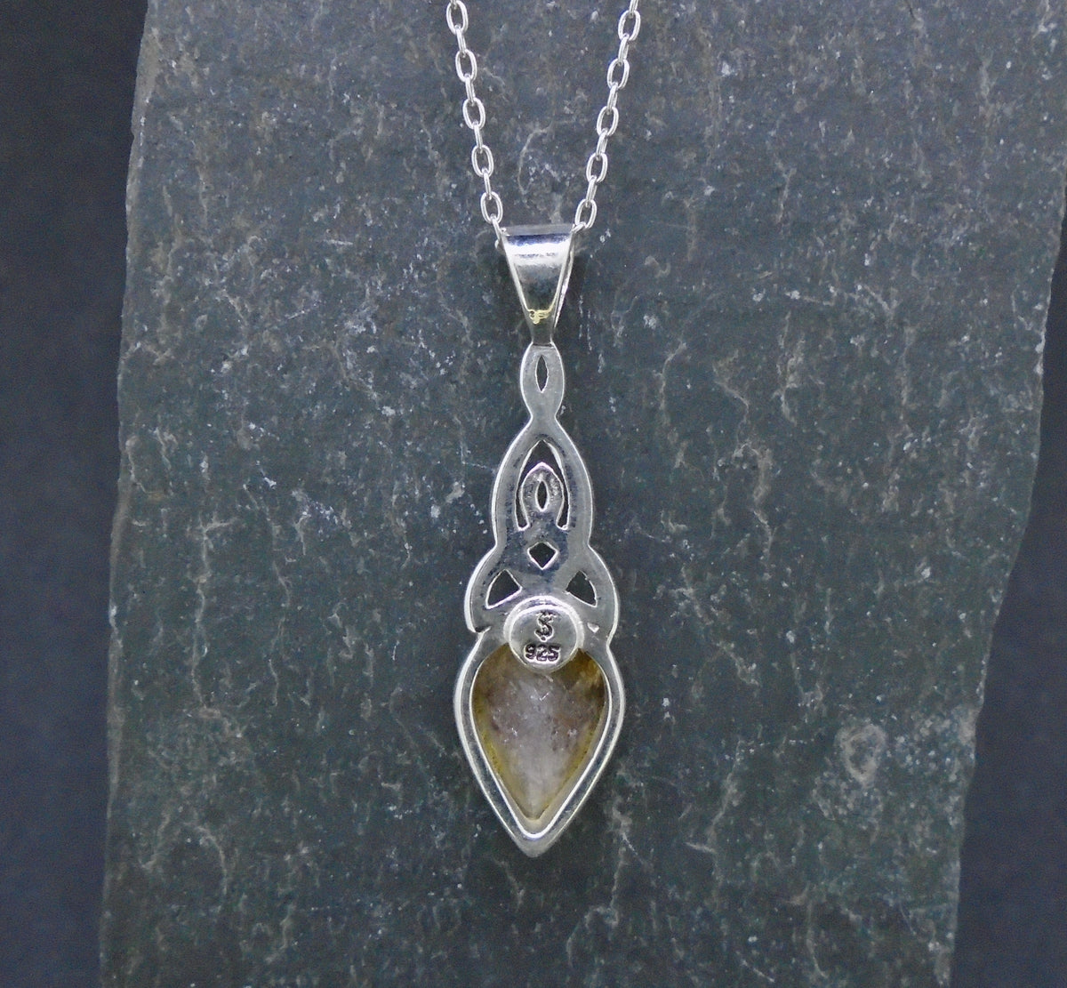 Lemon Citrine Sterling Silver Celtic Pendant