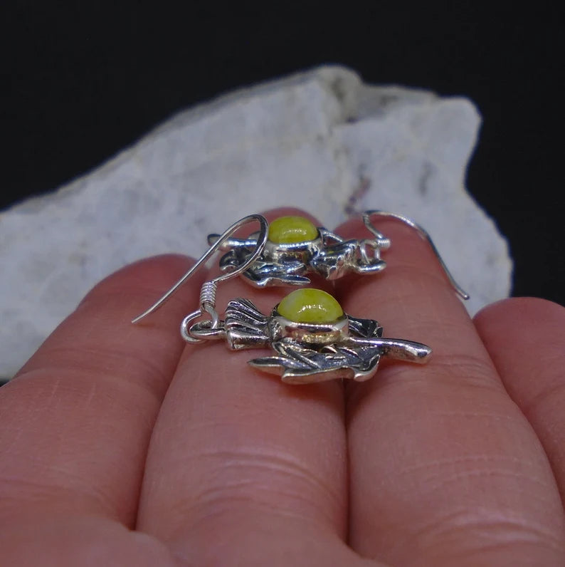 Highland Marble Scottish Thistle Sterling Silver Earrings