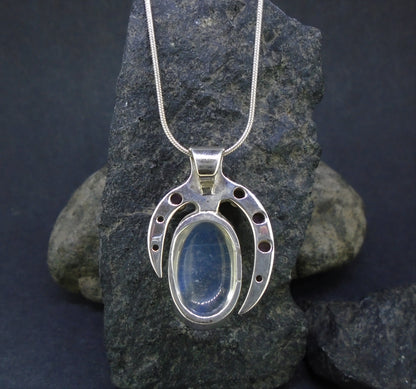 Sri Lankan Moonstone & Rose Sapphire Sterling Silver Pendant