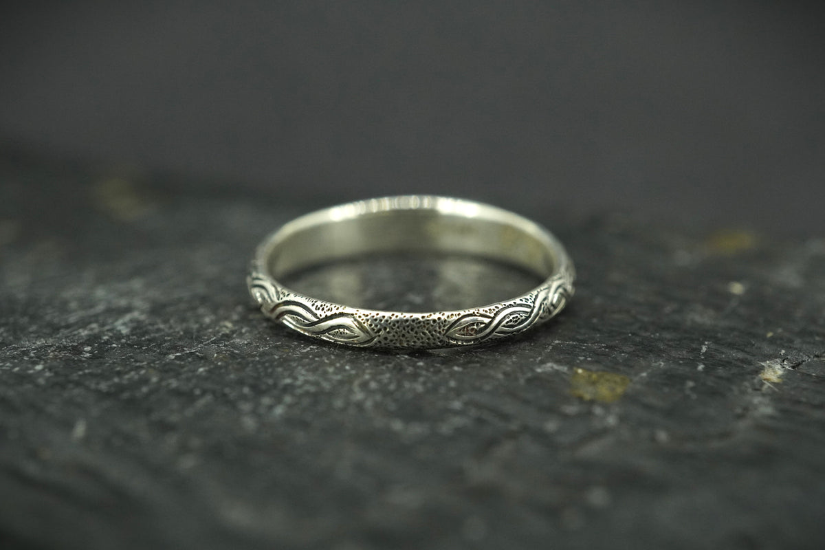 Scottish Sapphire & Scottish Gold Hand Carved Celtic Ring