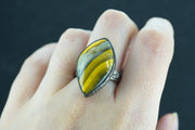 Bumblebee Jasper Hammered Sterling Silver Ring