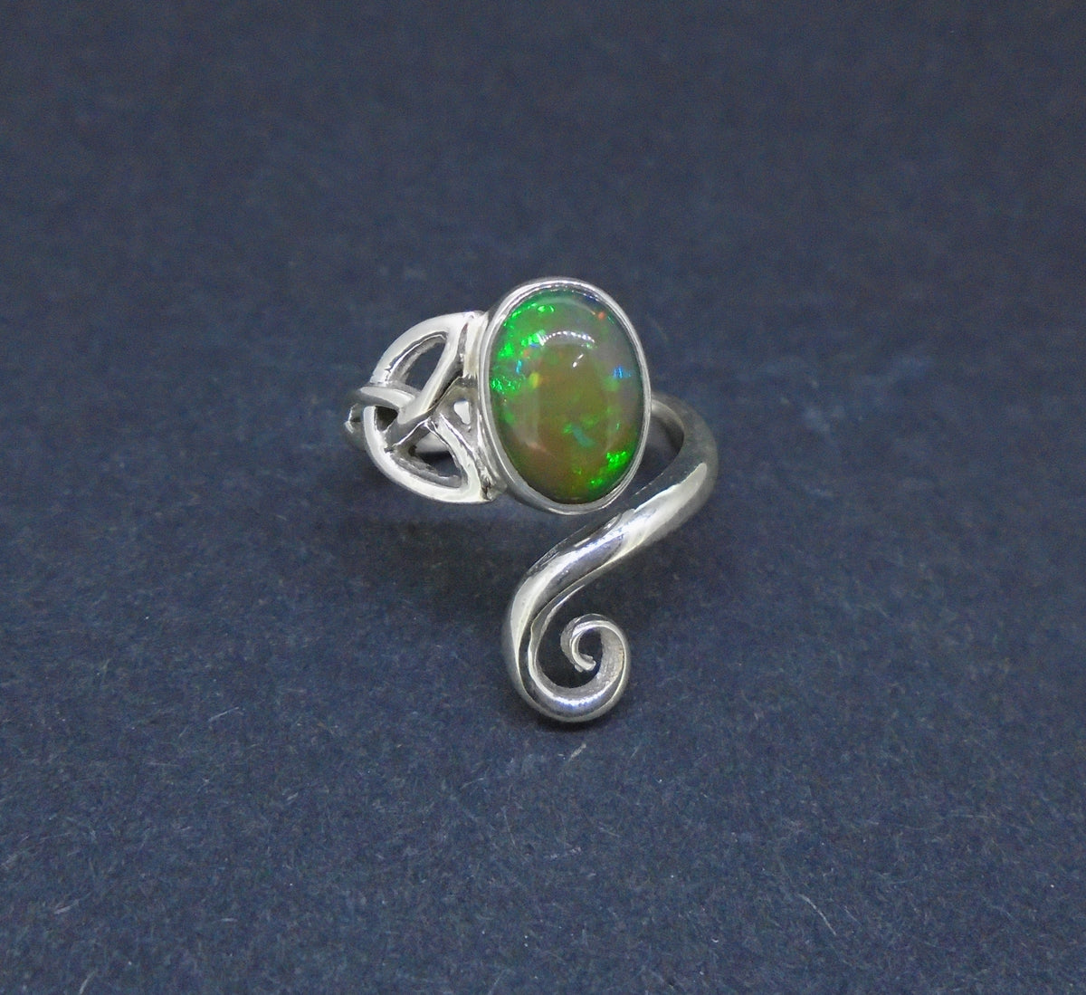 Welo Opal Sterling Silver Celtic Ring