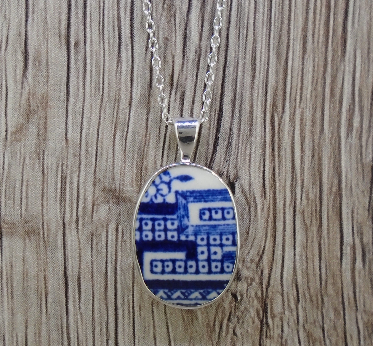 Old Willow 'Geometric' Sterling Silver Oval Pendant
