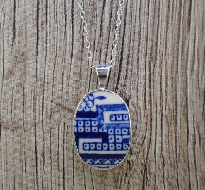 Old Willow 'Geometric' Sterling Silver Oval Pendant