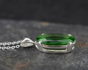 Faceted Oval Edinburgh Sea Glass Sterling Silver Claw Set Pendant
