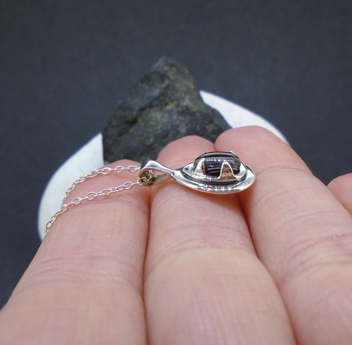Fordite Sterling Silver Pendant