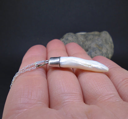 Stick Pearl Sterling Silver Pendant