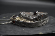 Natural Almandine Garnet in Matrix Pendant with 18ct Gold & Sterling