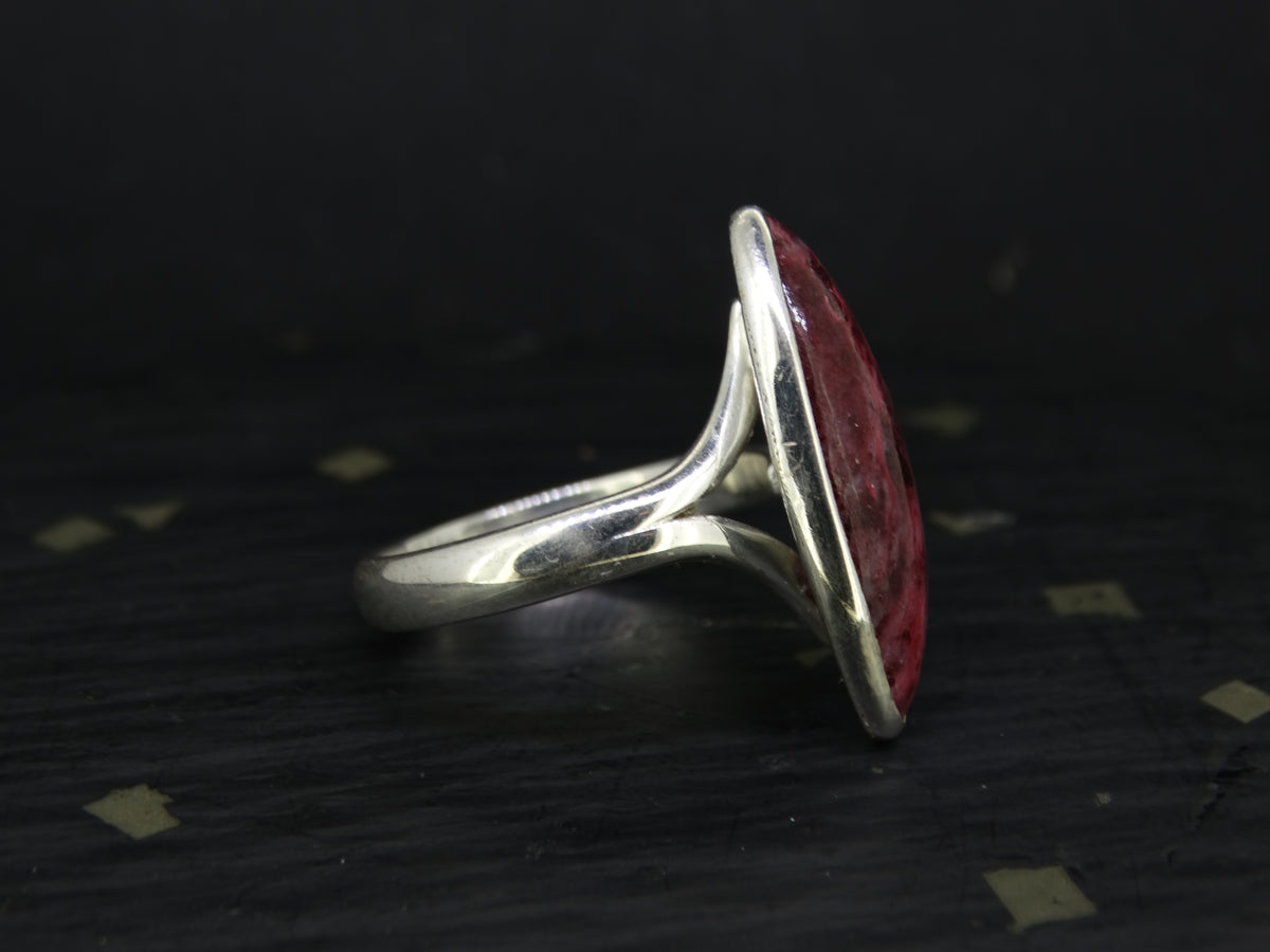 Thulite Sterling Silver Adjustable Ring