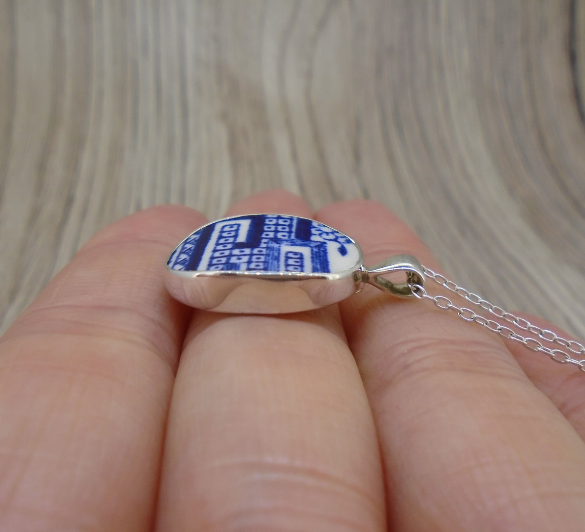 Old Willow 'Geometric' Sterling Silver Oval Pendant
