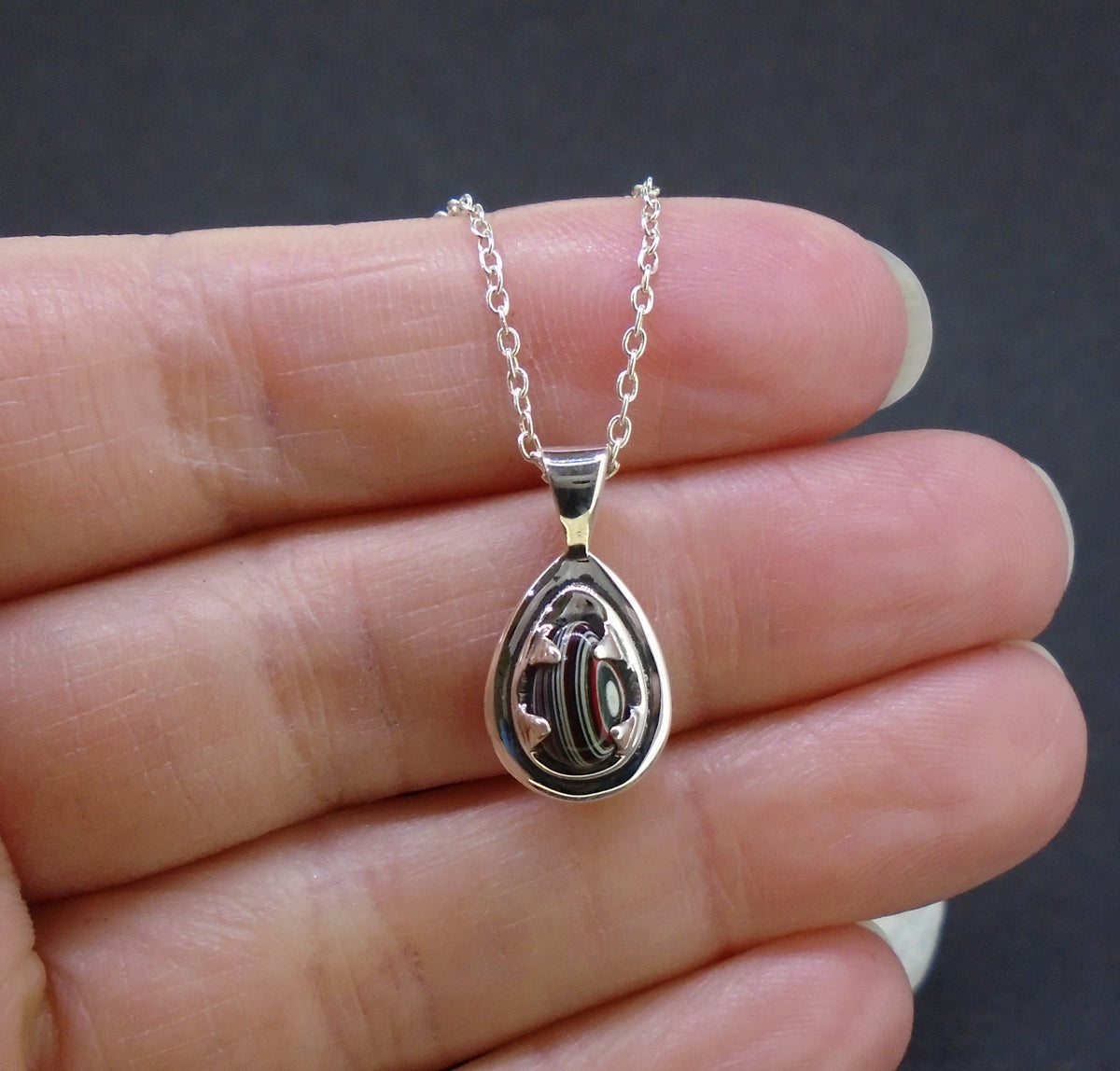 Fordite Sterling Silver Pendant