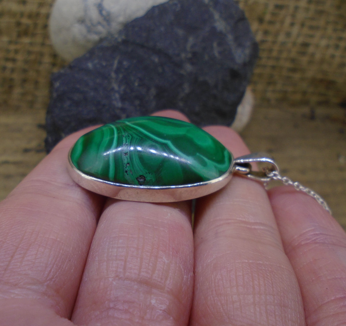 Malachite Sterling Silver Pendant