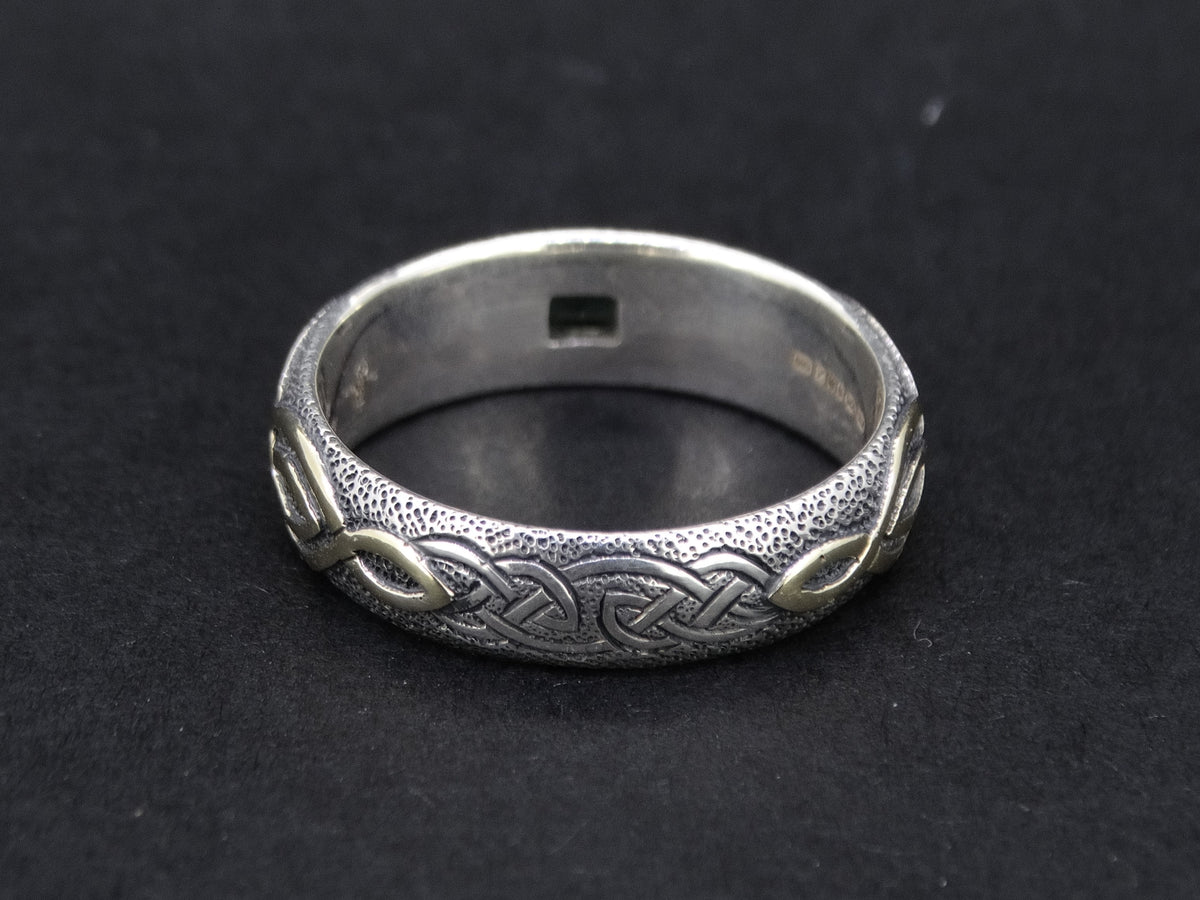 Ornate Scottish Sapphire and Diamond with Scottish Gold Celtic Ring