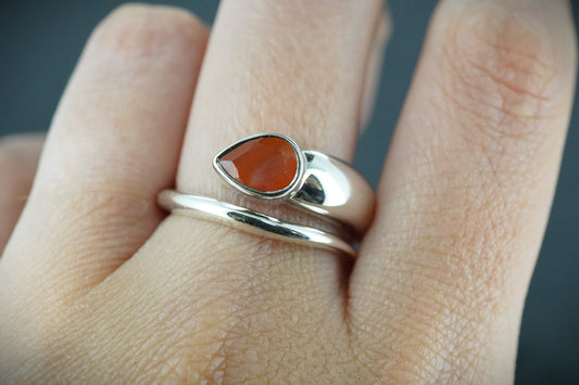 Scottish Carnelian Sterling Silver Snake Ring