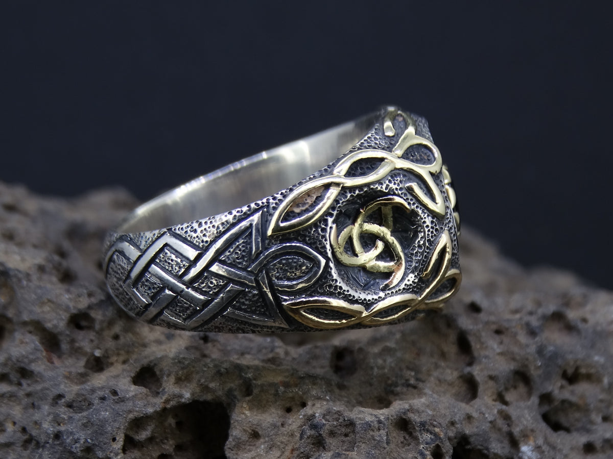 Cairngorm Quartz Scottish Gold and Silver Celtic Design Ring