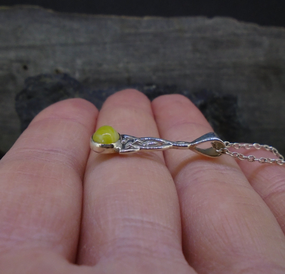 Delicate Highland Marble Celtic Sterling Silver Pendant