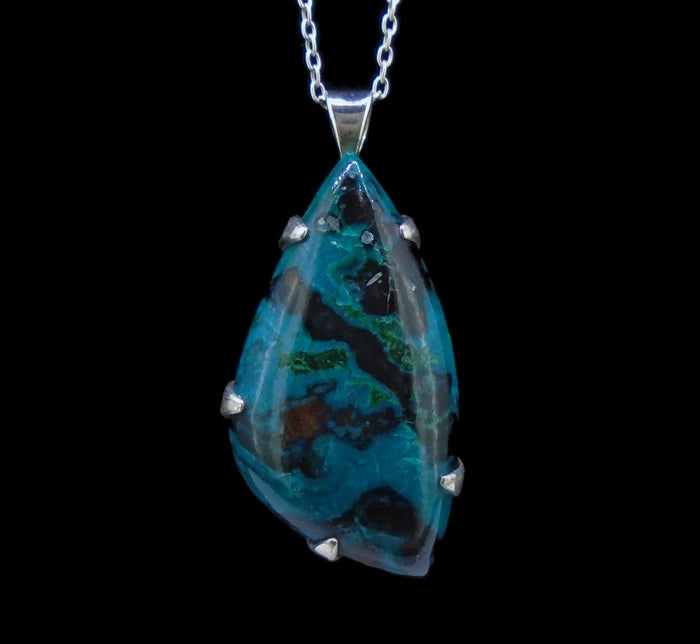 Gem Silica Chrysocolla Sterling Silver Pendant