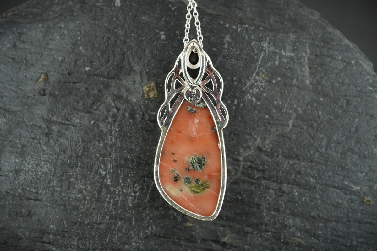 Scottish Isla Rose & Garnet Sterling Silver Waterfall Pendant