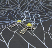Highland Marble  Sterling Silver Celtic Cross Earrings