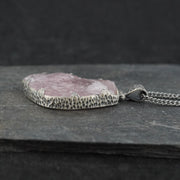 Rose Quartz Hammered Sterling Silver Pendant