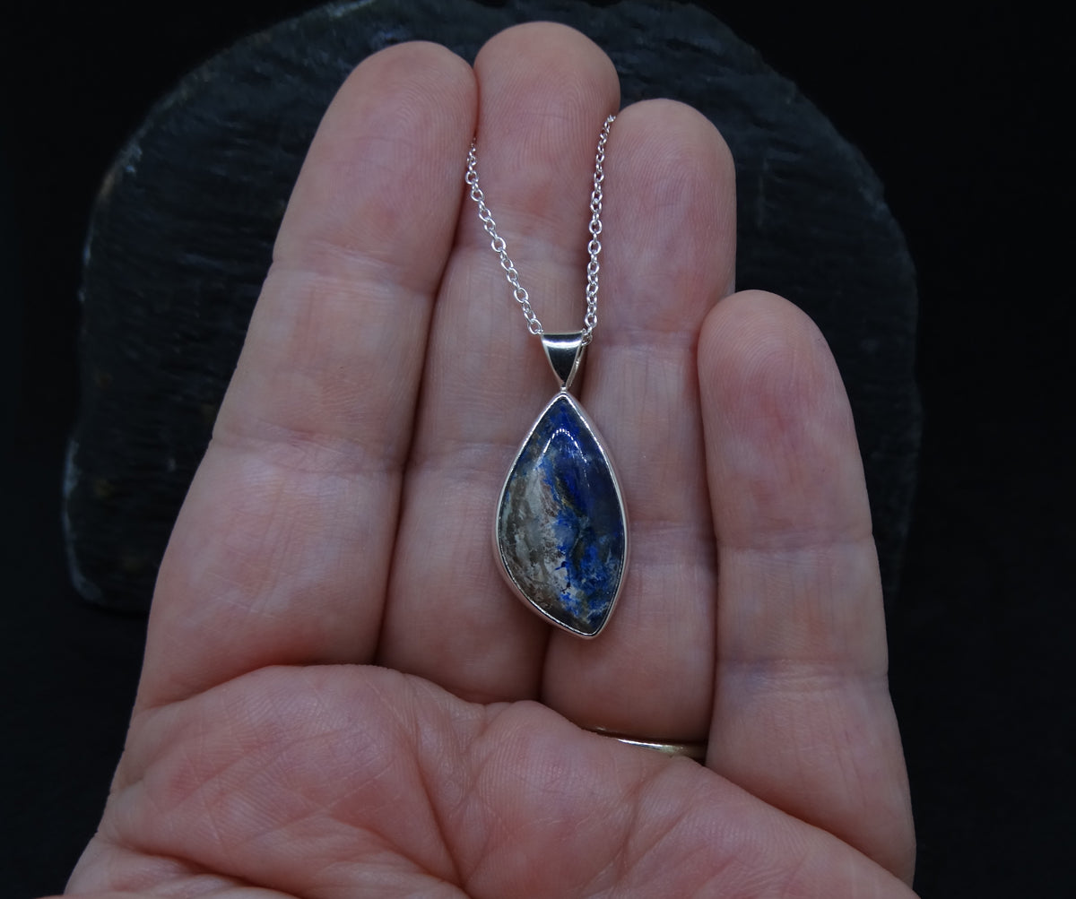 Rare Cornish Azurite Sterling Silver Pendant